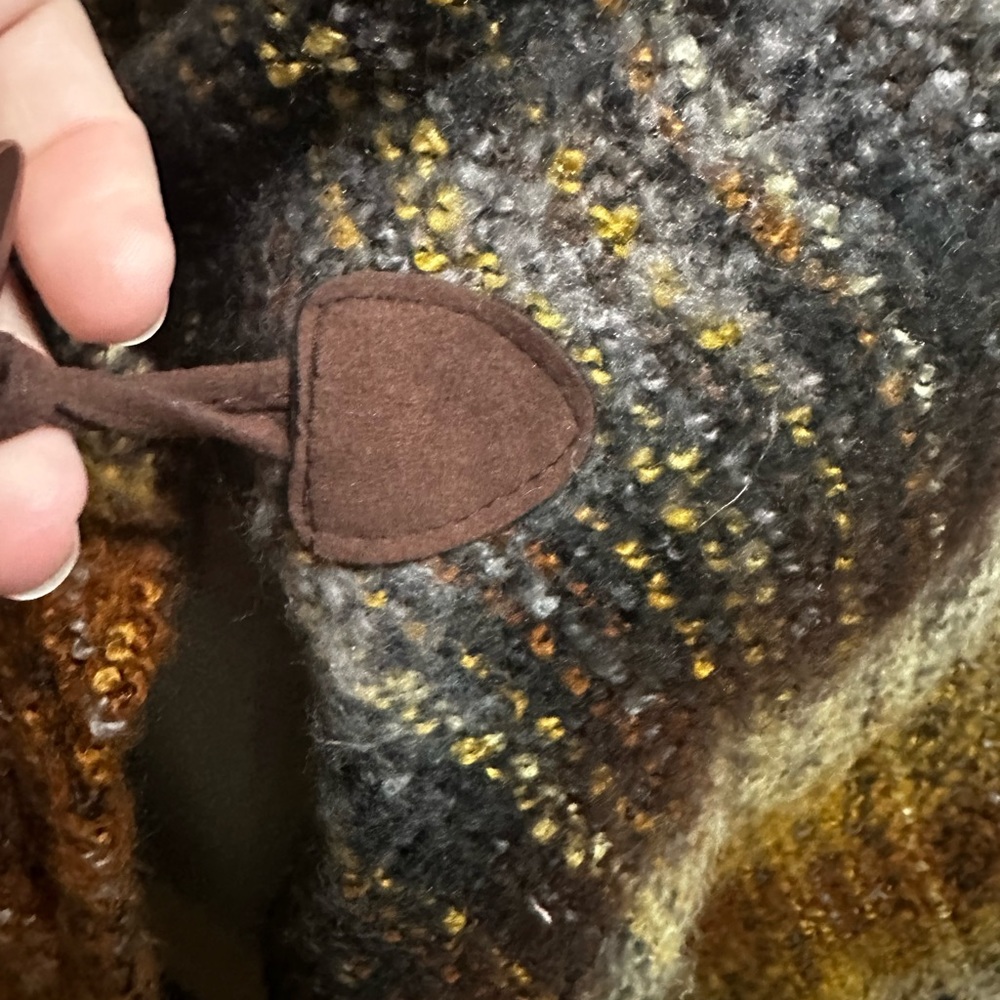 Shawl Multi Color Button Front One Size Brown Bla… - image 5